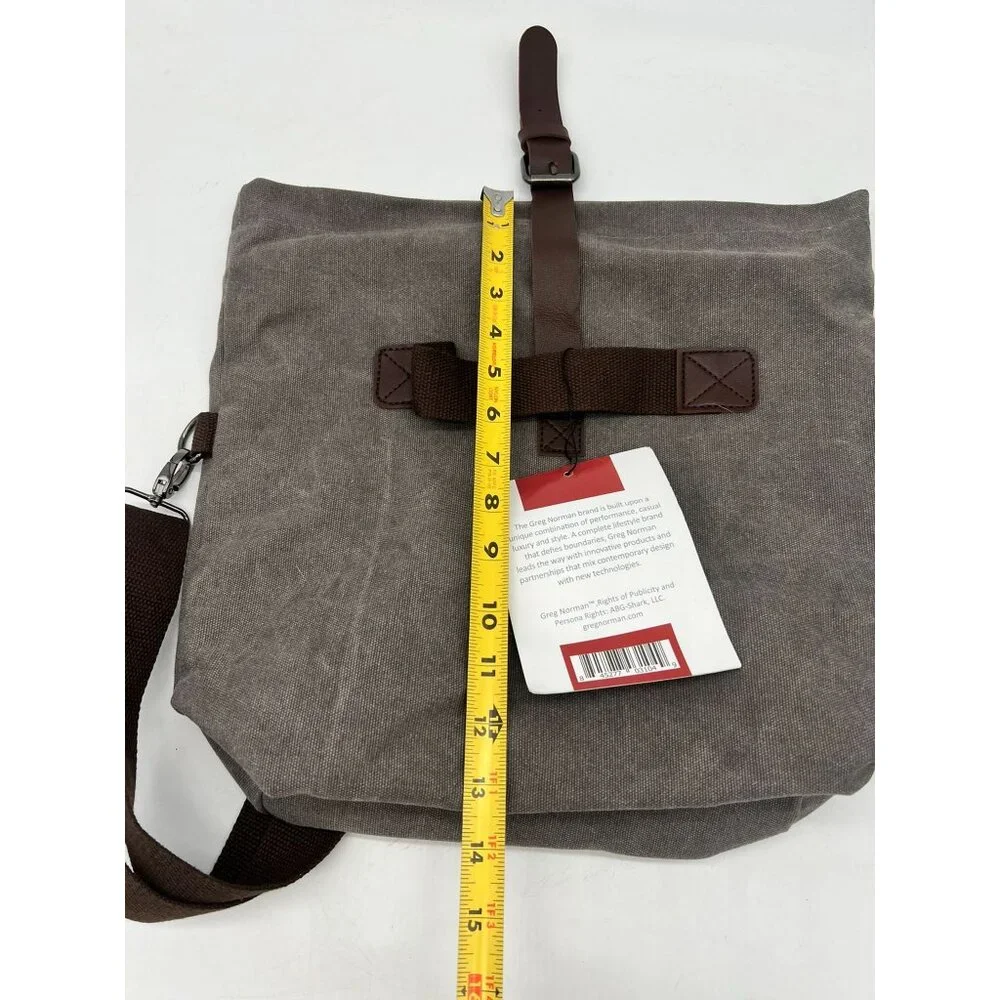 NWT Greg Norman Mens Refined Traveler Canvas Shoulder Bag Waterproof Lining